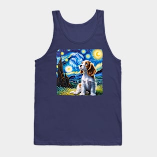 Starry Spaniel Portrait - Dog Portrait Tank Top